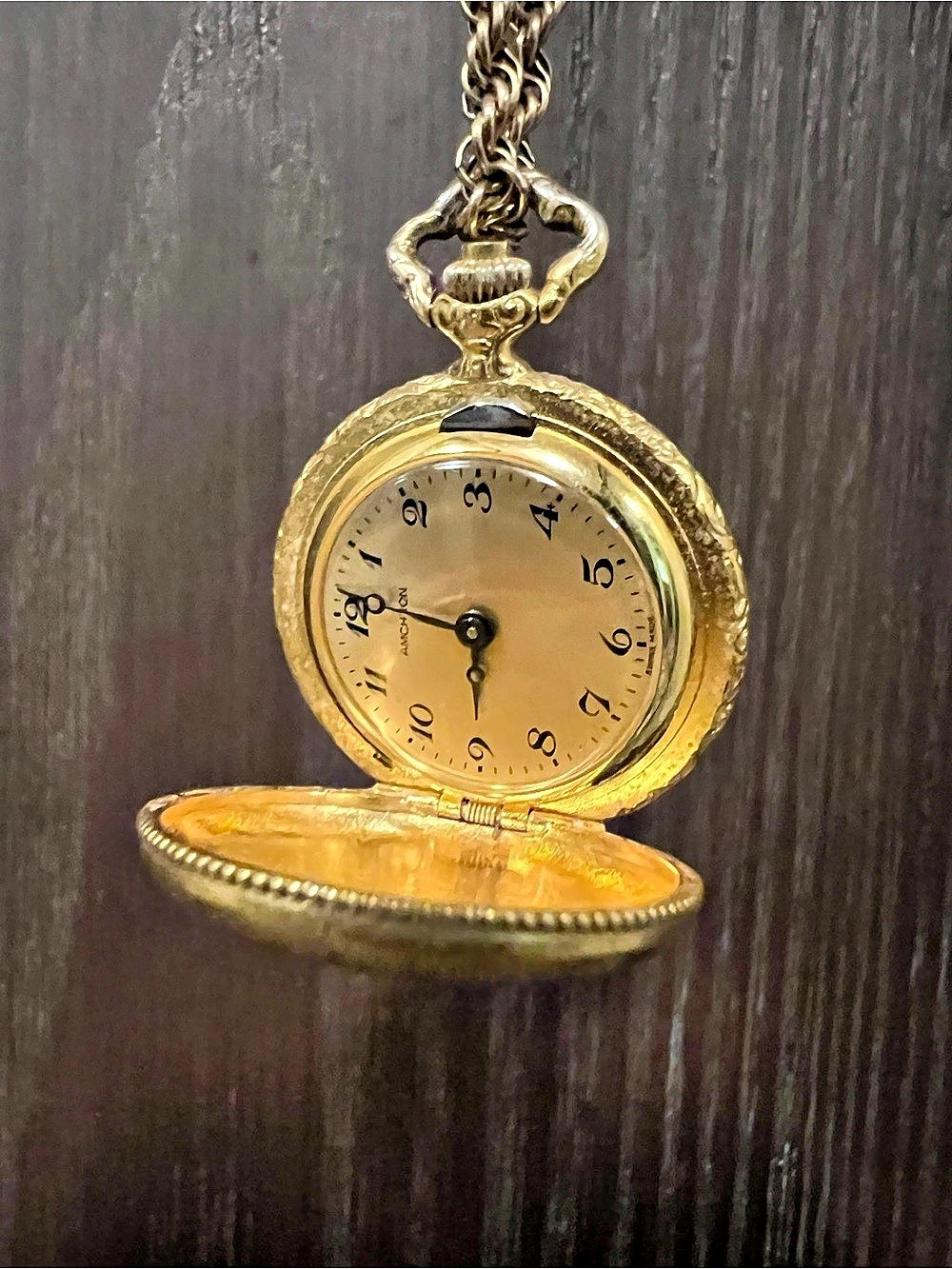 Vintage Gold-Tone Pocket Watch Necklace